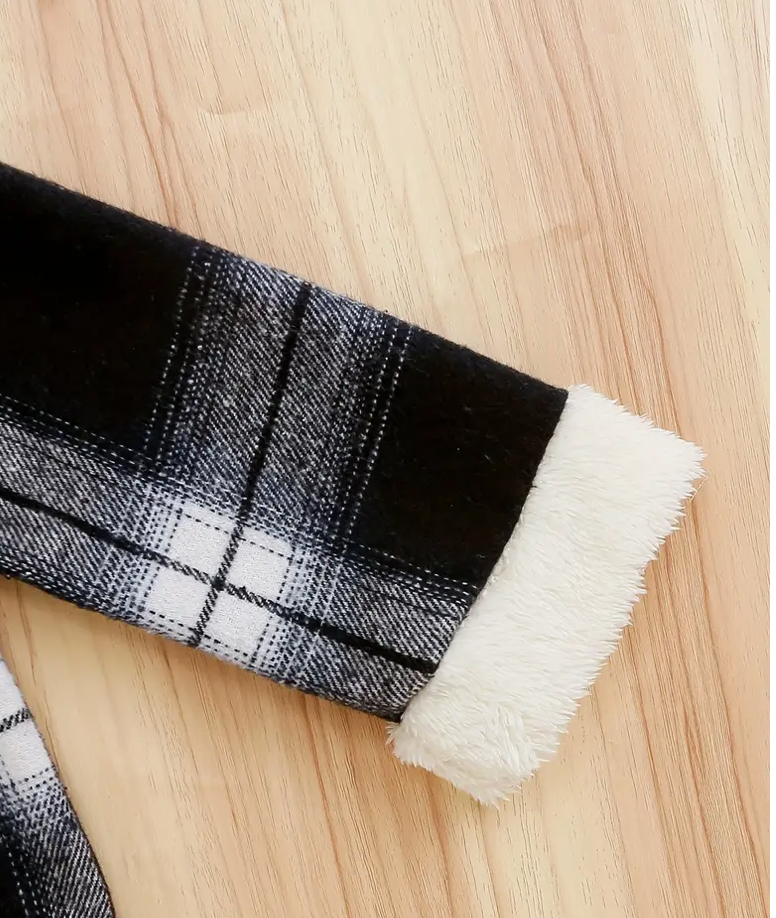 KIDS PLAID FLEECE SHACKET