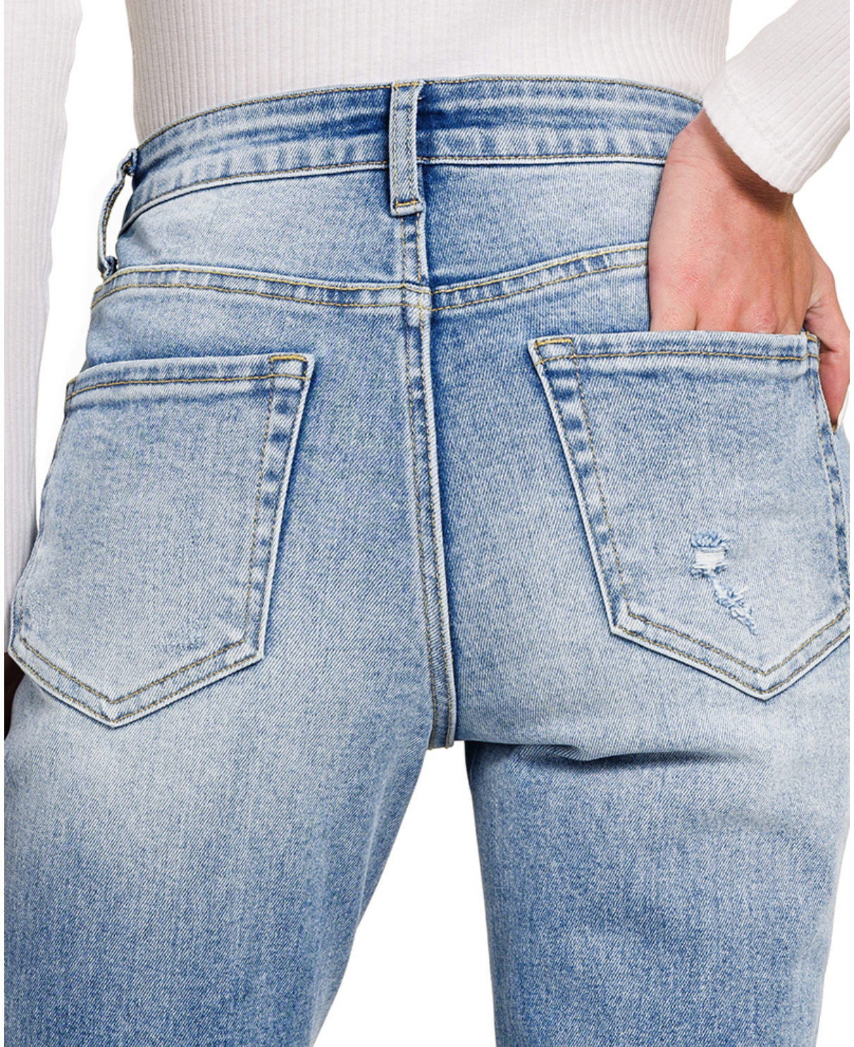 HR STRAIGHT RAW HEM CROP