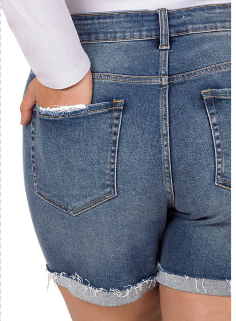 CUFFED RAW DENIM SHRTS