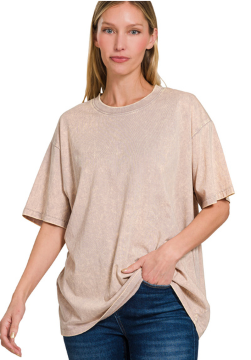COTTON WSHD LOOSE S/SLV TEE
