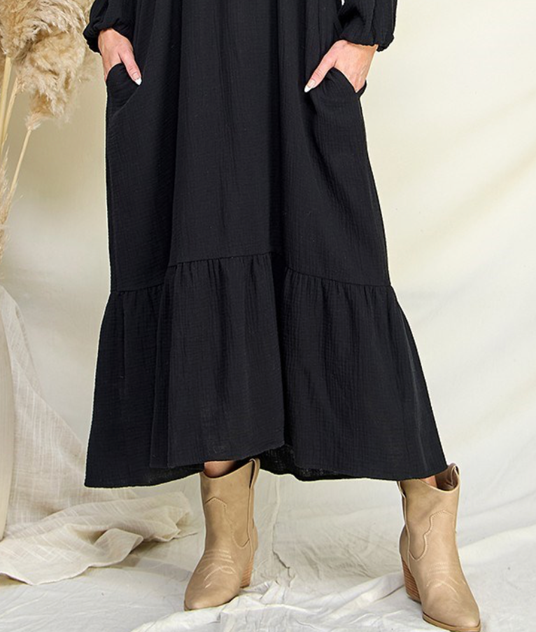 GAUZE RUFFLE DRESS