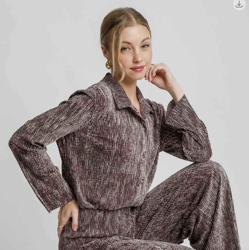 TEXTURED VELVET TOP/PANT