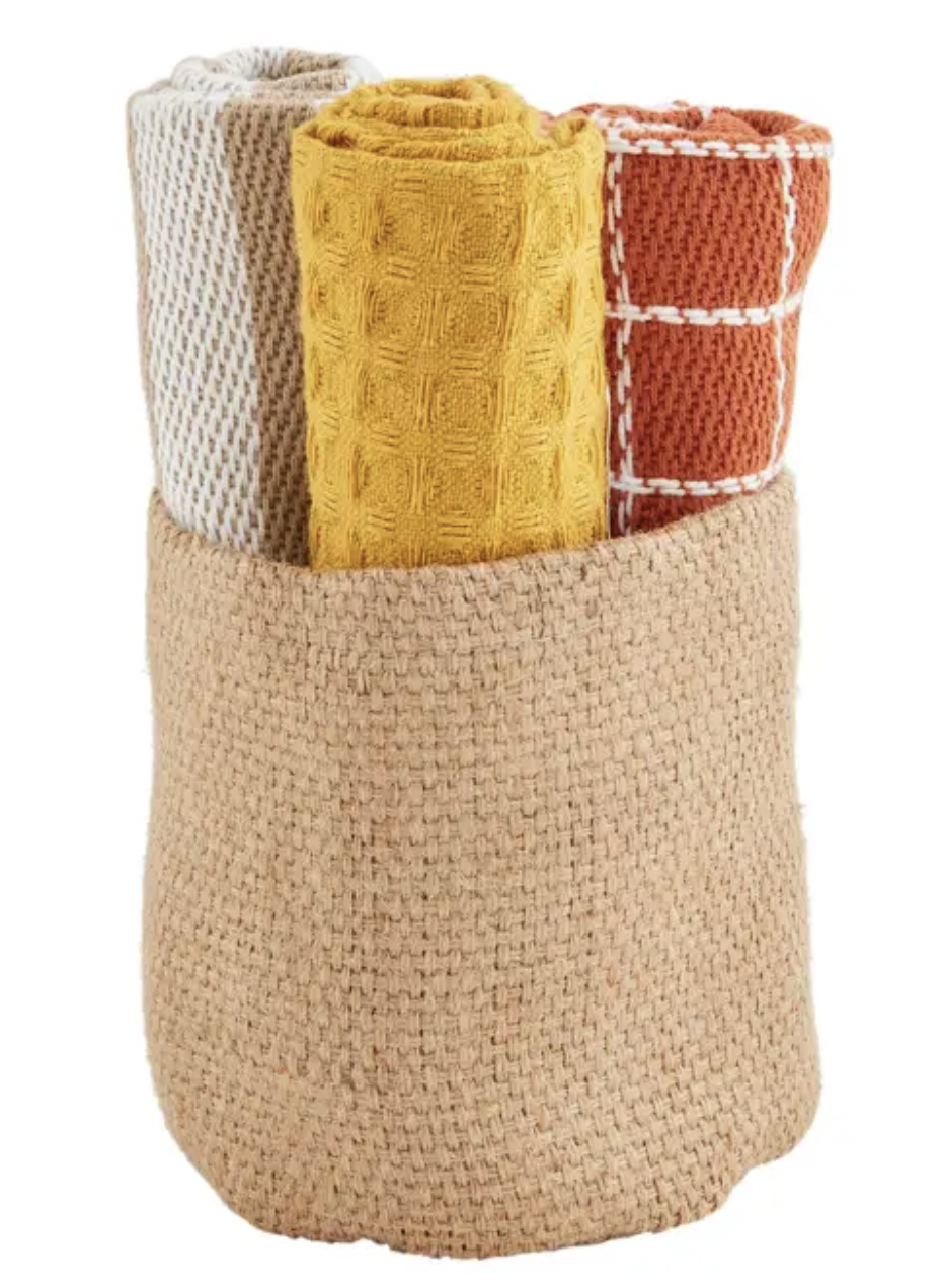 JUTE TOWEL BUCKET SET