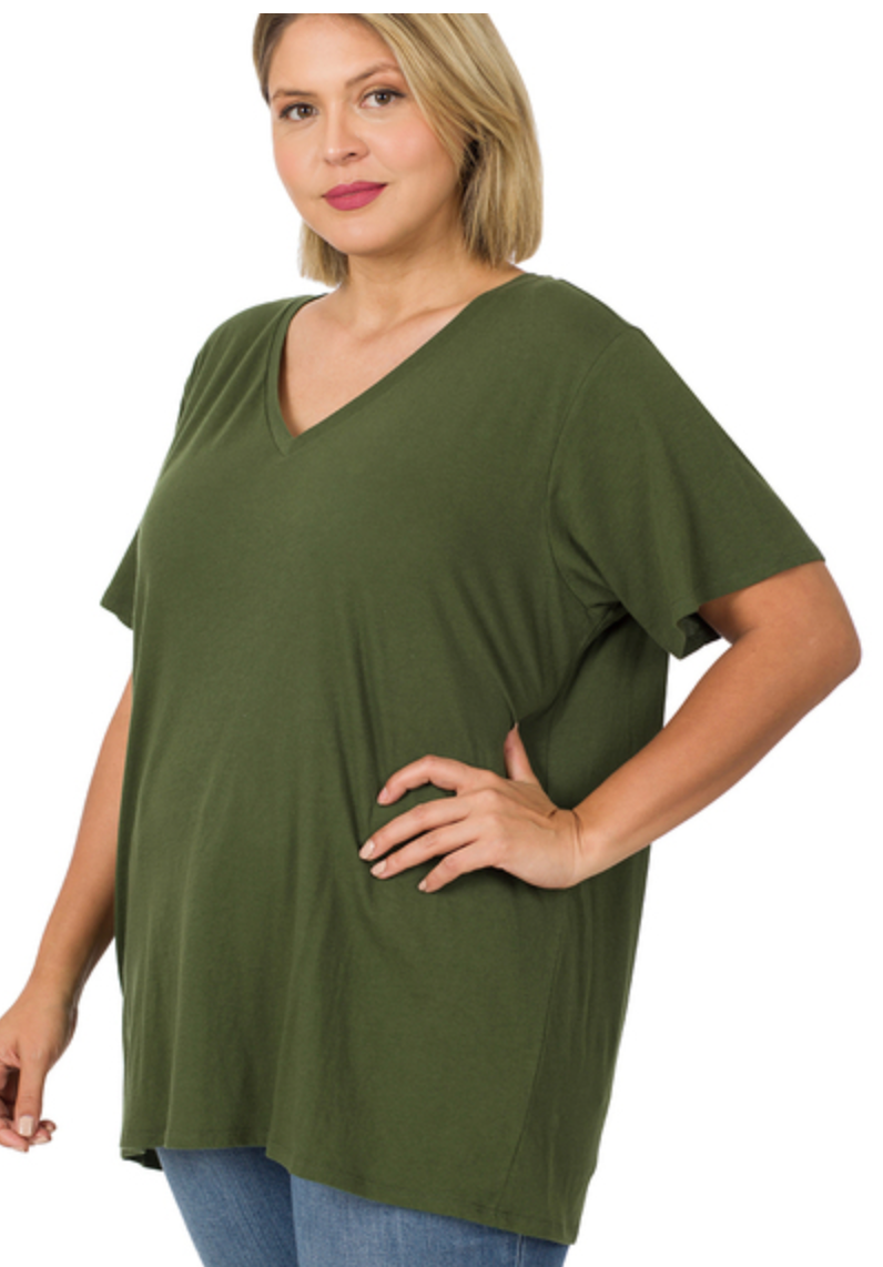 COTTON BF OVERSIZED V-NK TEE
