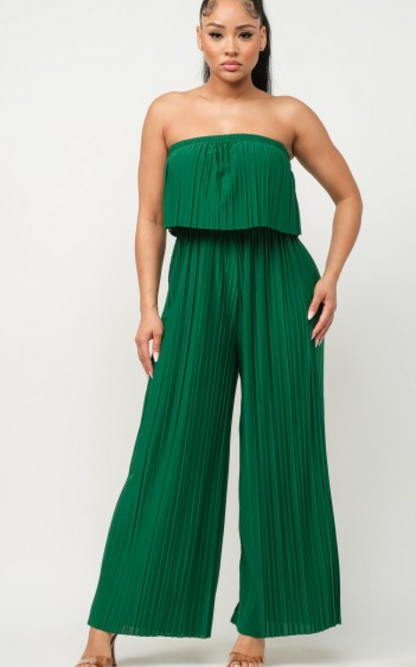 PLEATED STRAPLESS JUMPSUIT