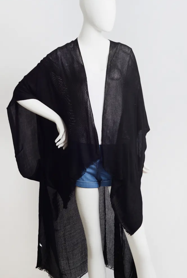OPEN WEAVE DRAPE KIMONO