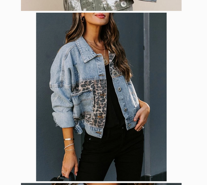 LEOPARD PATCHWORK DENIM