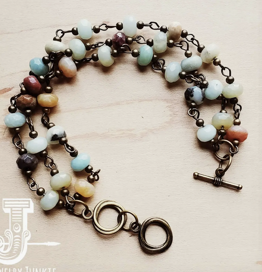 AMAZONITE TRPL STRND BRACELET