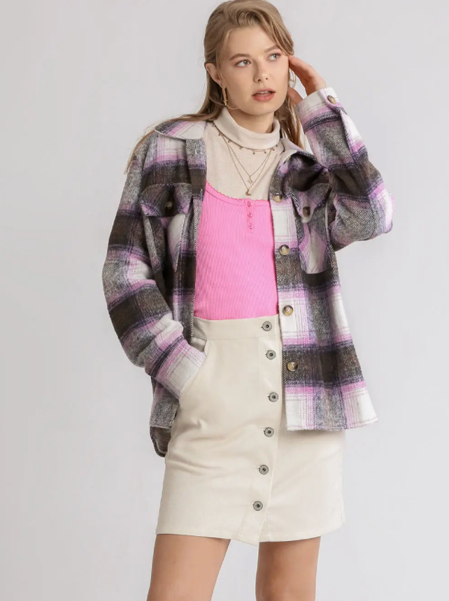 PLAID FRONT POCKET SHACKET