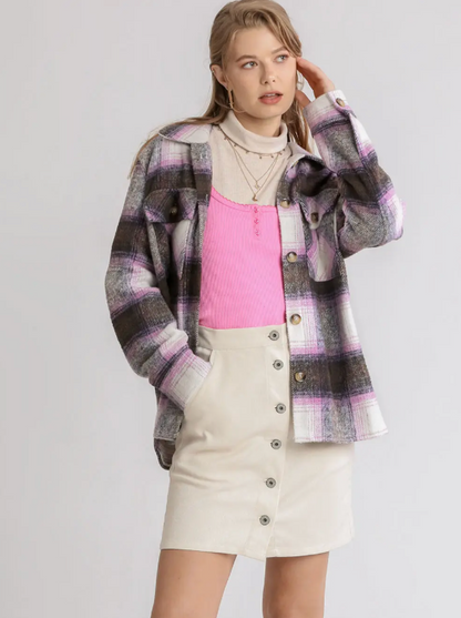 PLAID FRONT POCKET SHACKET