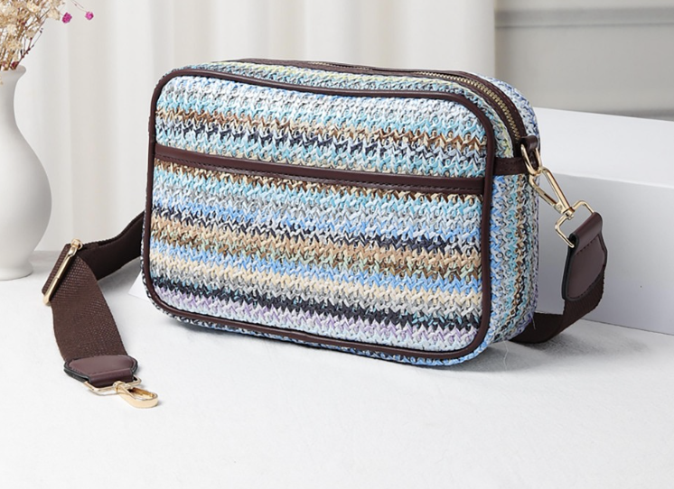 STRAW CROSSBODY HANDBAG
