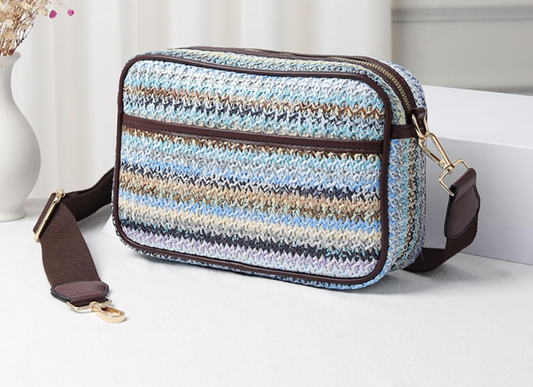 STRAW CROSSBODY HANDBAG