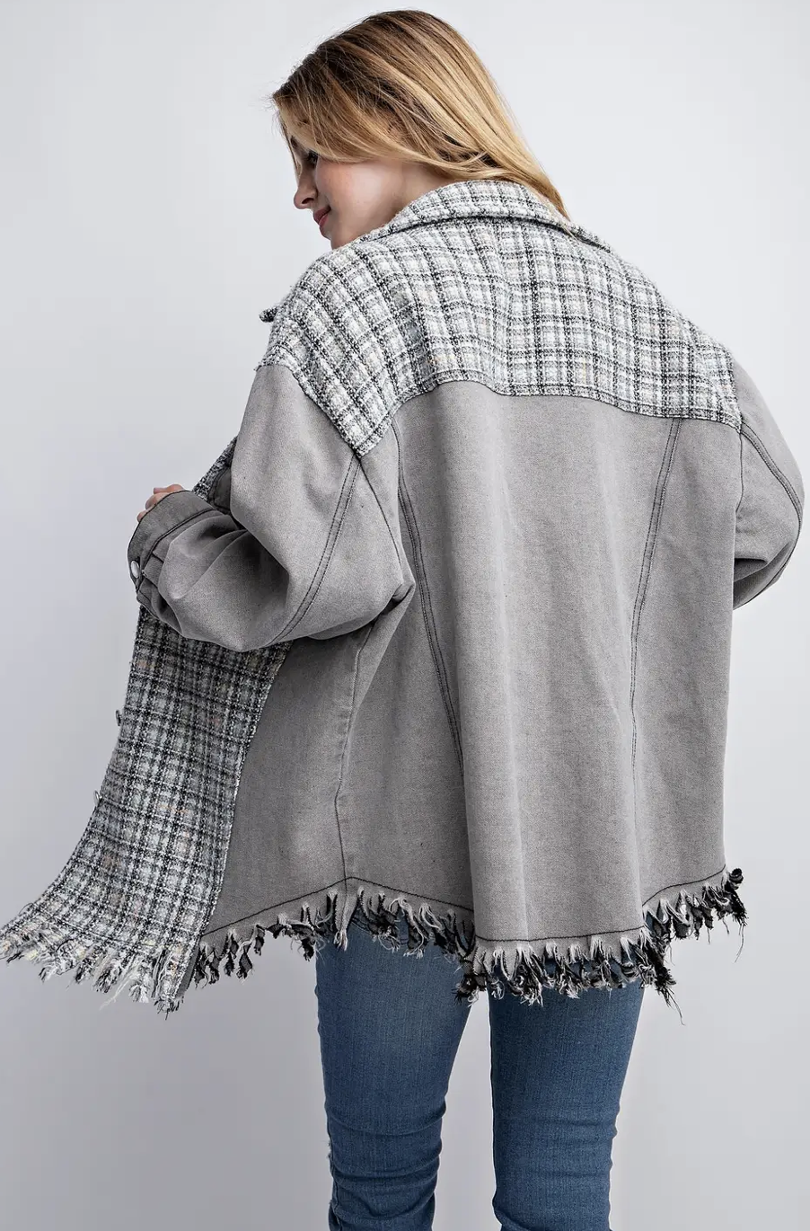 TWEED MIXED DENIM SHACKET