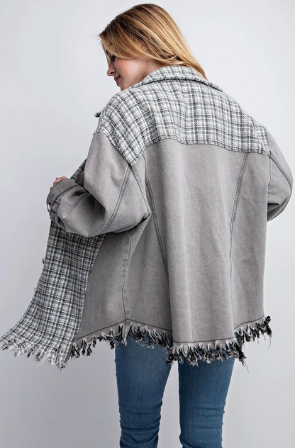 TWEED MIXED DENIM SHACKET