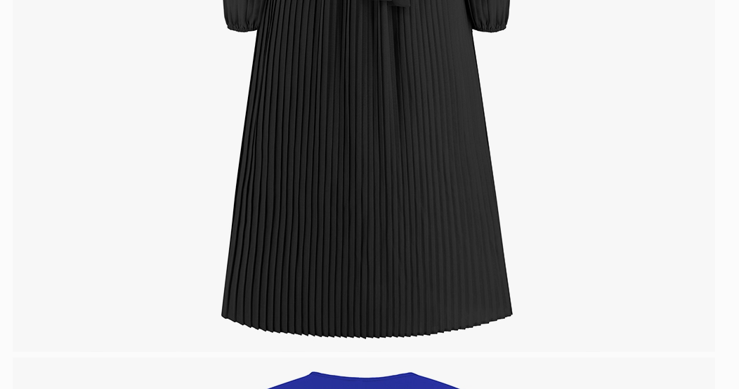 PLEATED BOW TIE VNECK DRESS