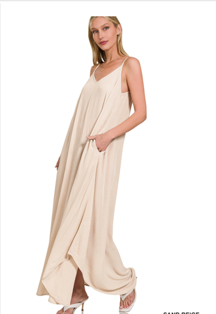 CRINKLE CAMI MAXI DRESS
