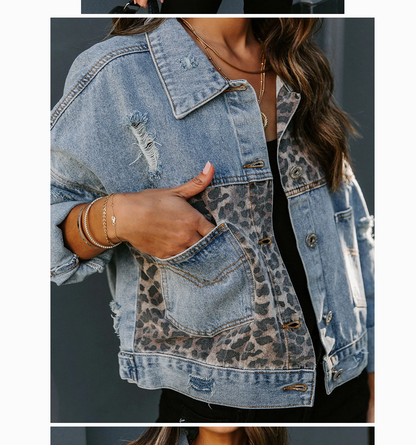 LEOPARD PATCHWORK DENIM