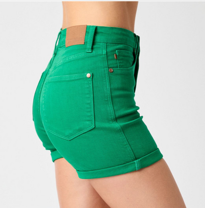 HR TUMMY CONTR DENIM SHORTS
