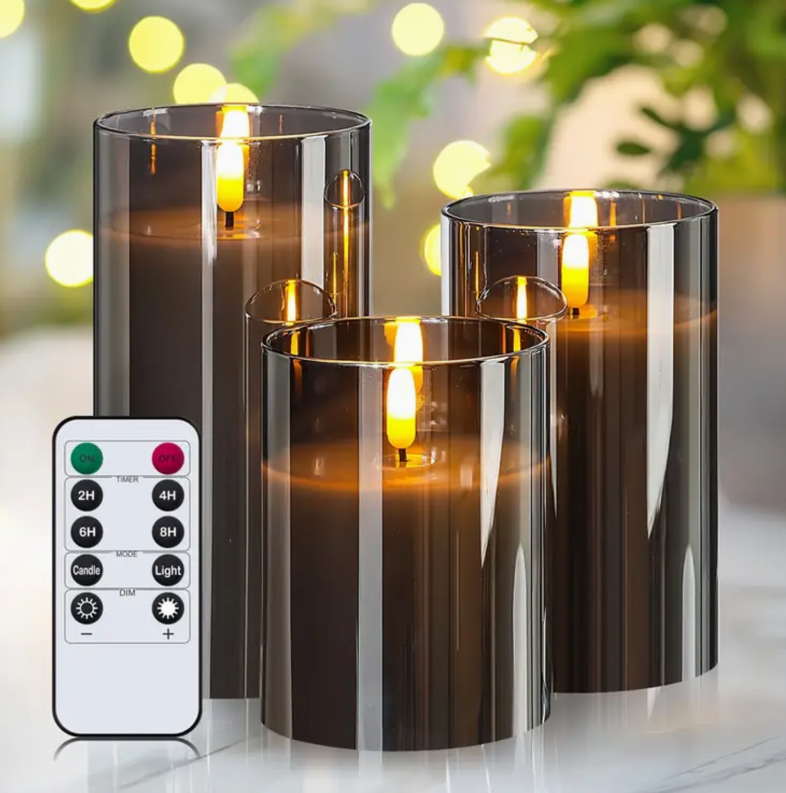 3PC PILLAR FLAMELESS CANDLES