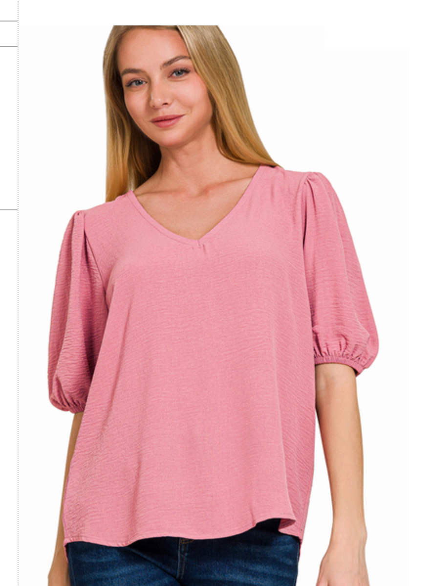 AIRFLOW VNECK PUFFSLV