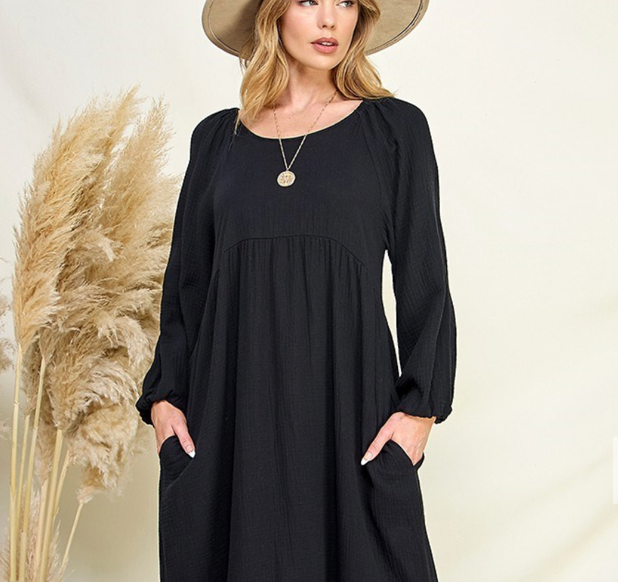 GAUZE RUFFLE DRESS