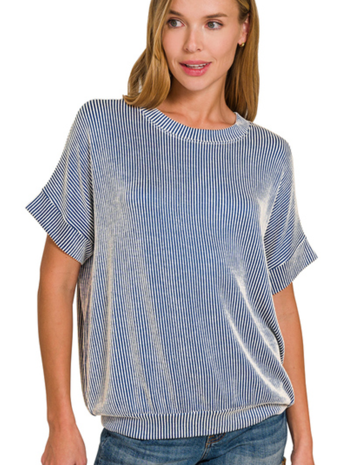 CORDED RIB S/SLV TOP