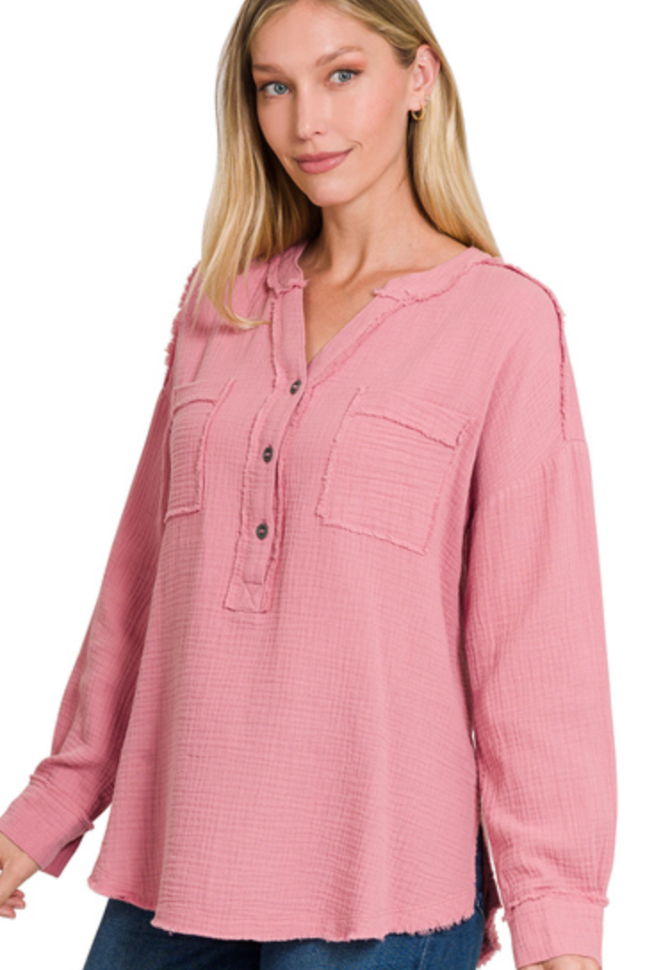 3/4 BUTTON HENLEYNECK