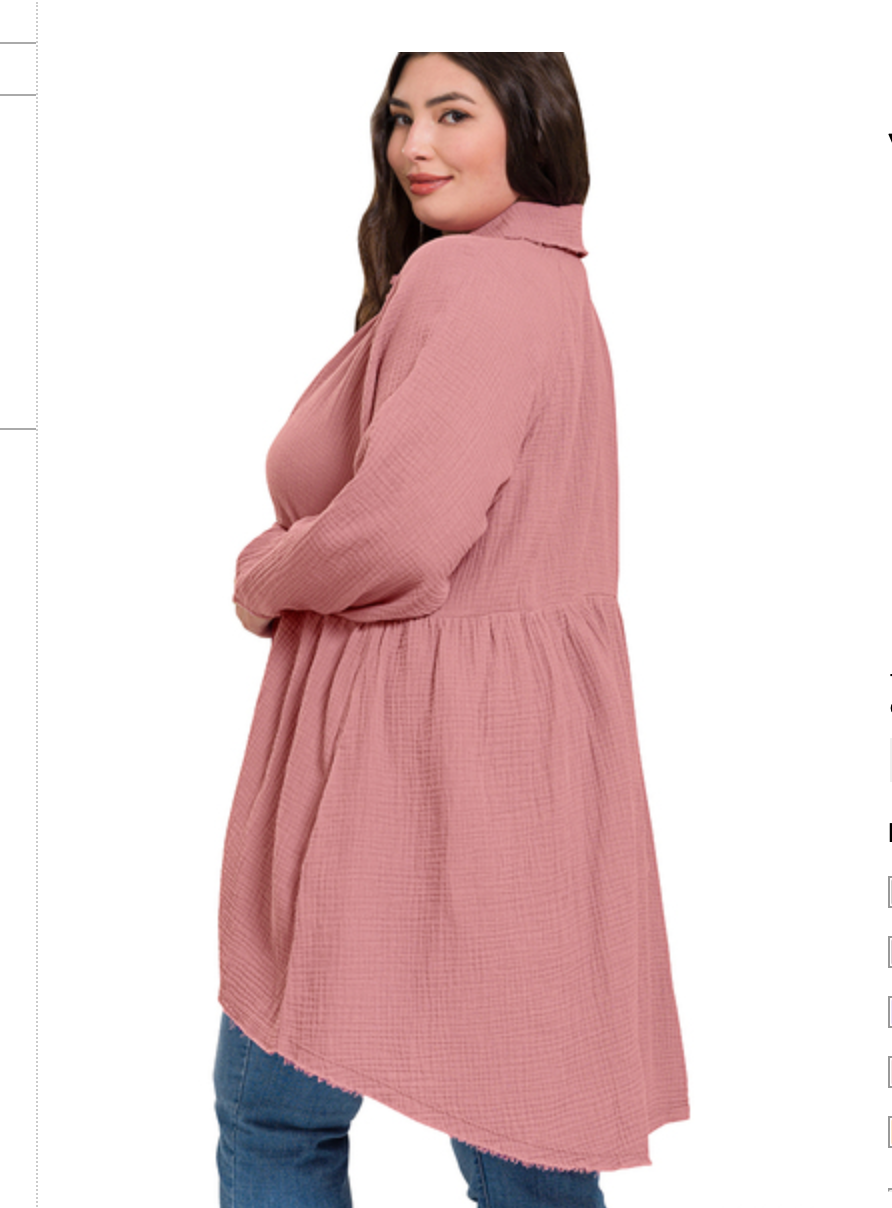 DBL GAUZE PEPLUM TOP