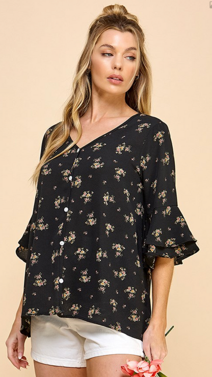 FLORAL BUTTON TOP