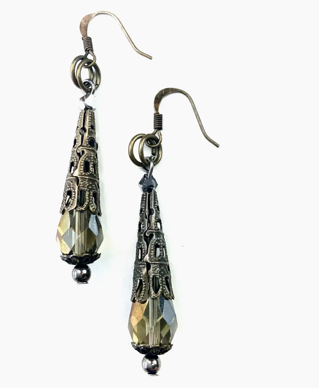 GLASS TEAR FILIGREE EARRINGS