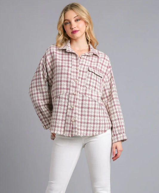 TWEED PLAID SHACKET