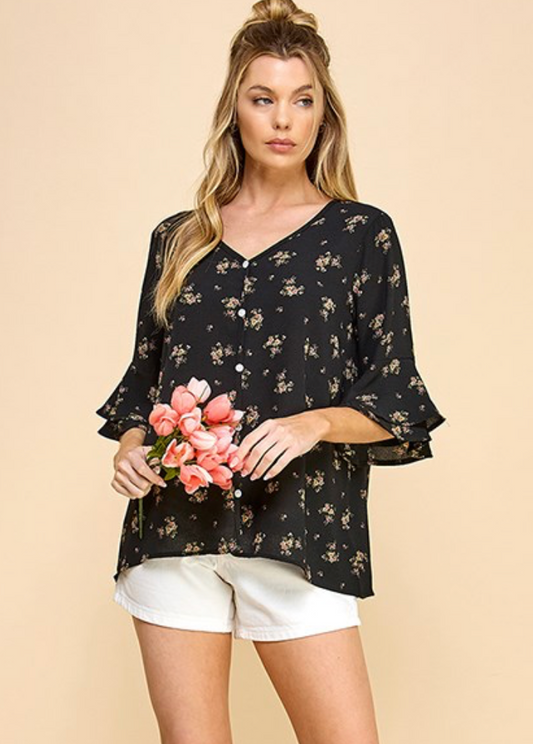FLORAL BUTTON TOP