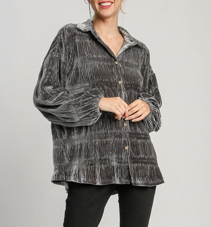 TIERED SMOCKED VELVET TOP