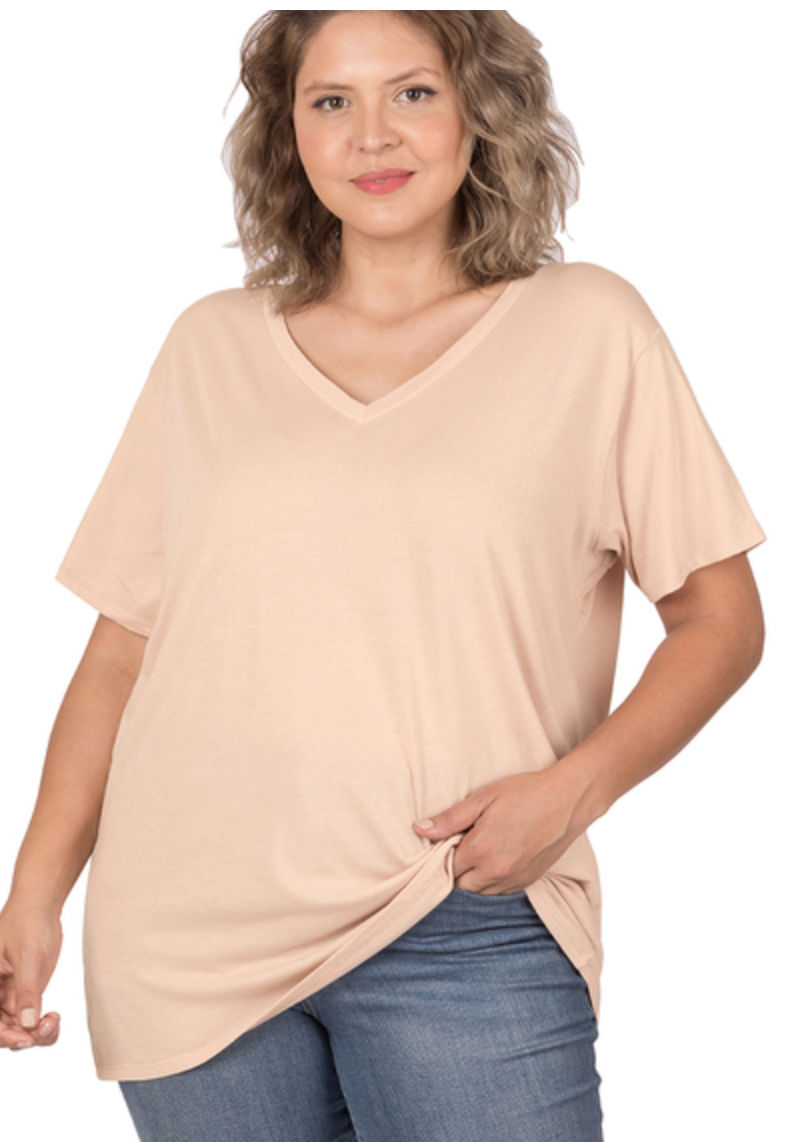 COTTON BF OVERSIZED V-NK TEE