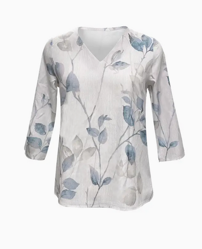 LEAF PRINT 3/4 SLV BLOUSE