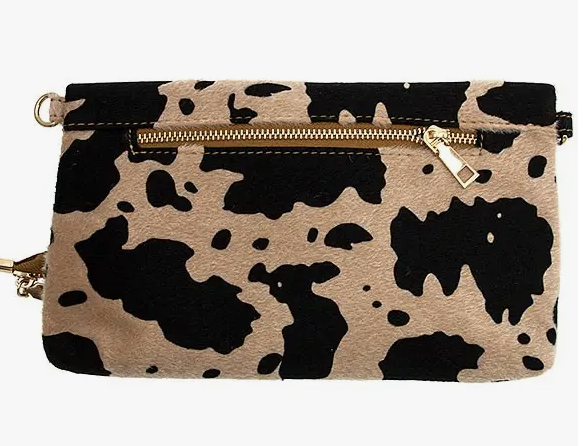 ANIMAL PRINT FOLD OVER CROSSBODY