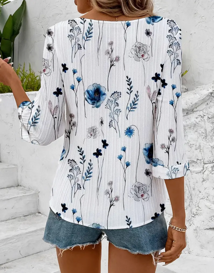 FLORAL 3/4 SLV BLOUSE