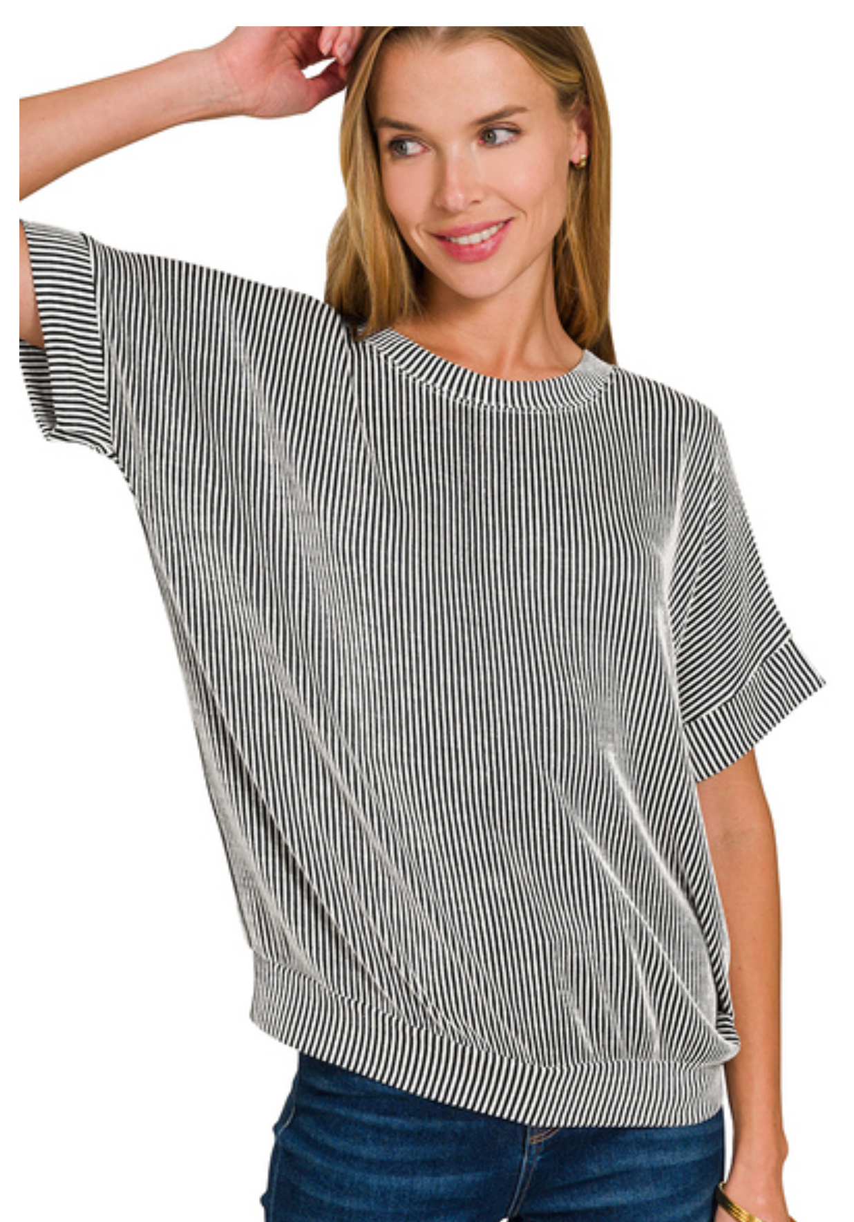 CORDED RIB S/SLV TOP