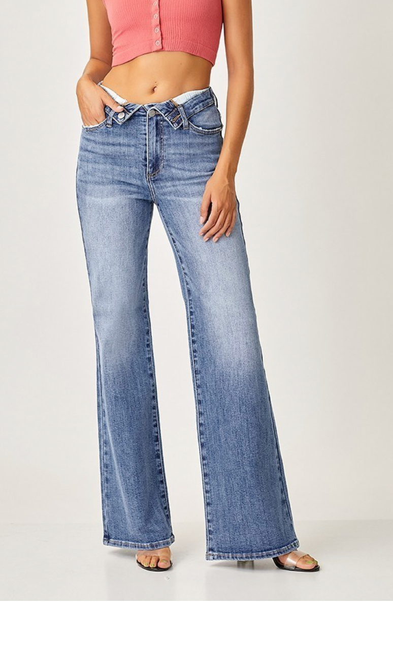 MR FLAP SLIM WIDE LEG JEANS