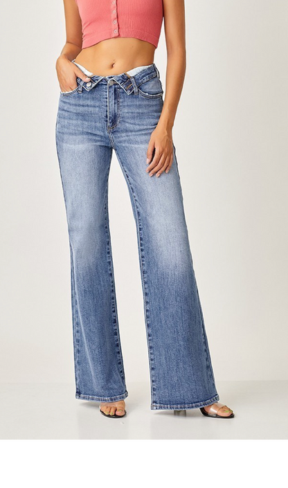 MR FLAP SLIM WIDE LEG JEANS