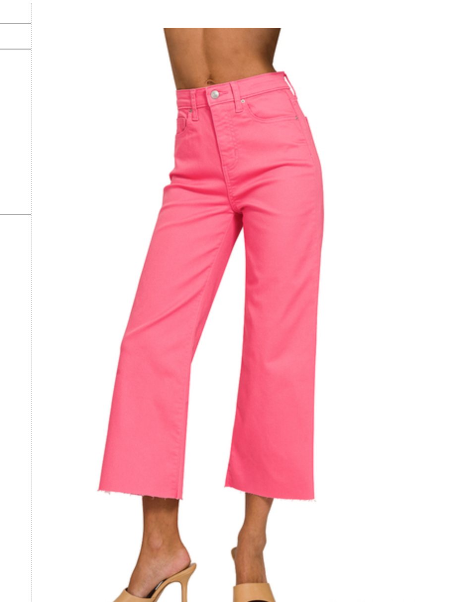 HR FLARE CROP DENIM PANTS