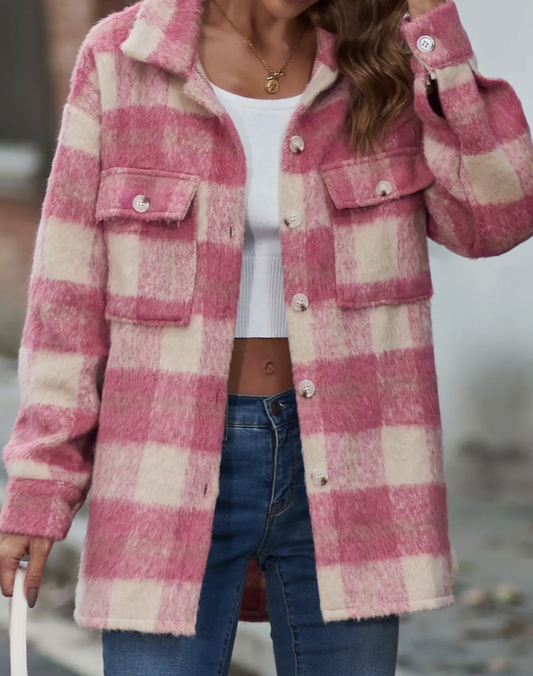 MOHAIR PLAID SHACKET
