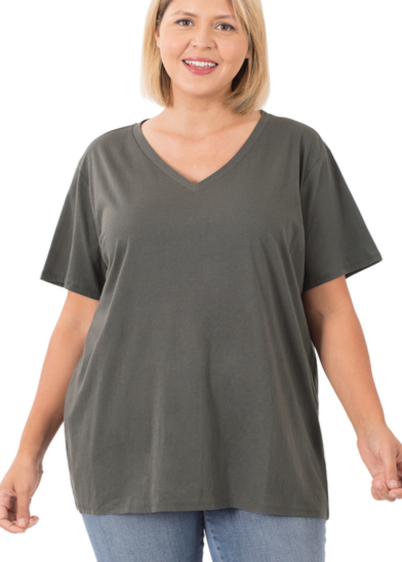 COTTON BF OVERSIZED V-NK TEE