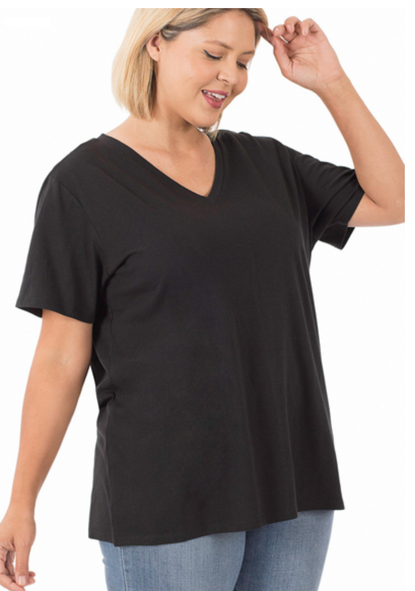 COTTON BF OVERSIZED V-NK TEE