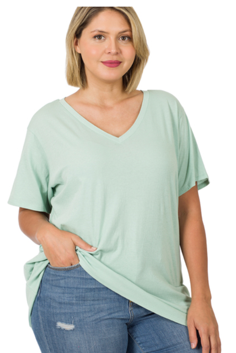 COTTON BF OVERSIZED V-NK TEE