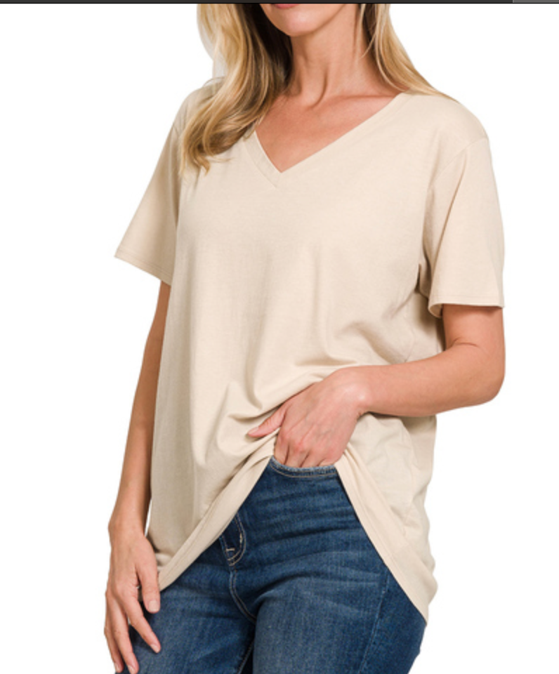 COTTON BF OVERSIZED V-NK TEE