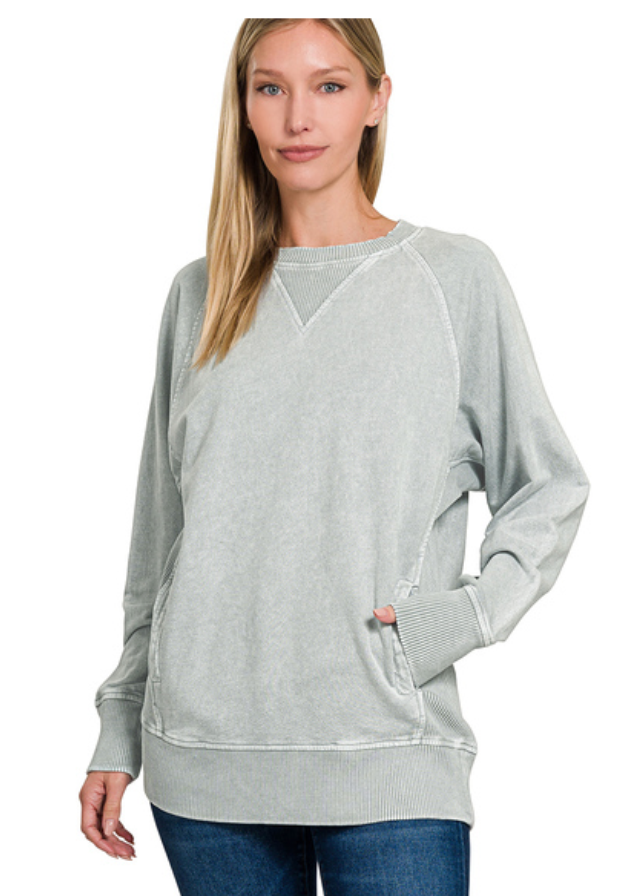 ACID WASH FRTERRY PULLOVER