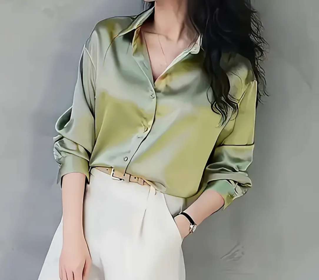 BUTTON L/SLV SATIN SHIRT