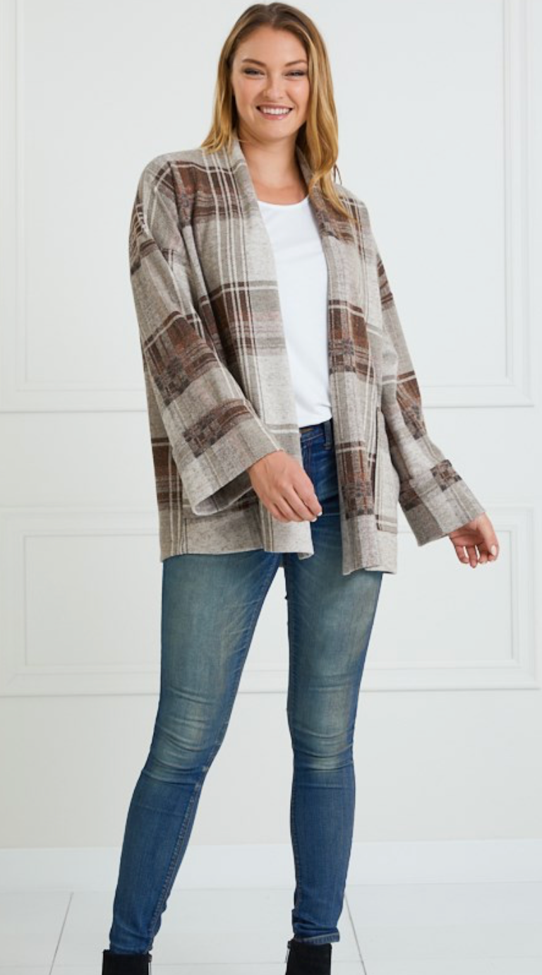 PLAID CARDIGAN WITH POCKETS