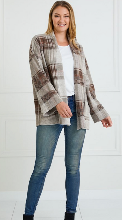 PLAID CARDIGAN WITH POCKETS